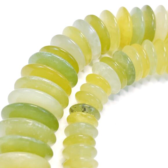 Signed Sterling Silver Jay King Graduated Green Serpentine Disc Beaded Necklace - Picture 15 of 16